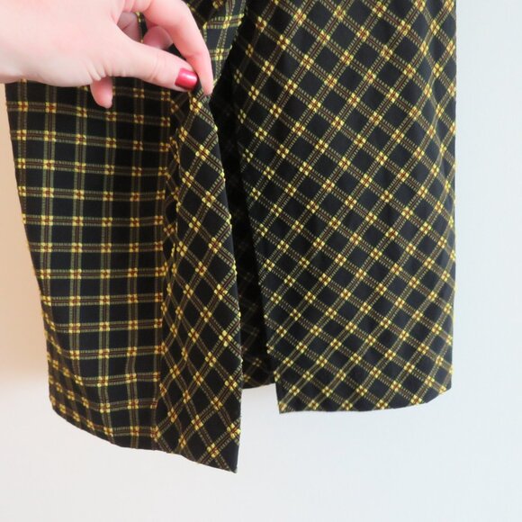 RACHEL COMEY Black Yellow Gingham Seersucker Ruched Midi Skirt - Size US 0 - Picture 12 of 15